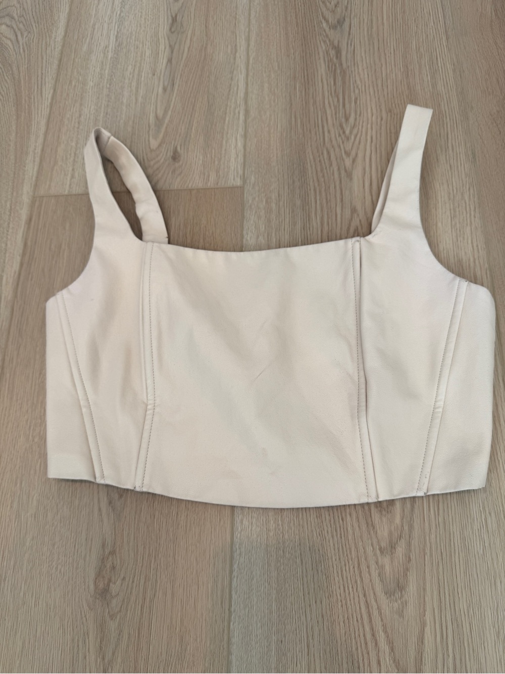 Beige Botany
Cream Faux Leather
Corset Crop Top Size M